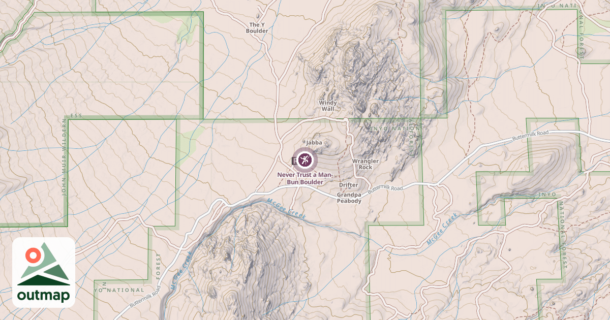 Map of Never Trust a Man-Bun Boulder