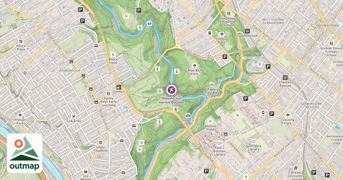 Map of Wissahickon Hermit Boulder