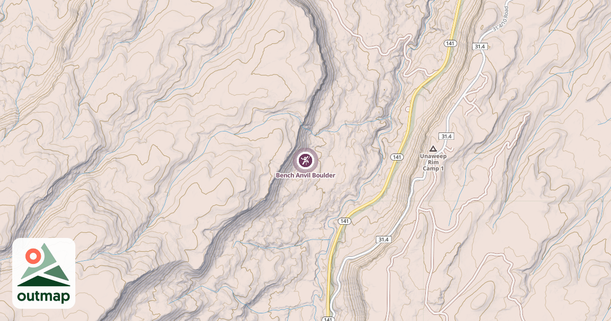 Map of Bench Anvil Boulder