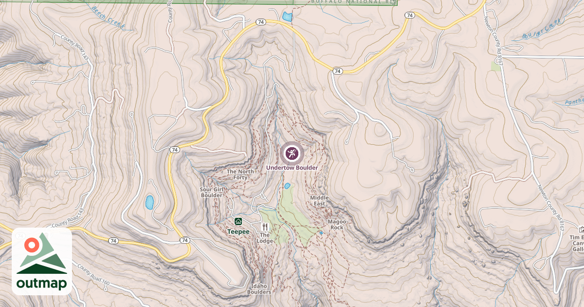 Map of Undertow Boulder