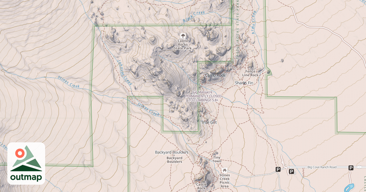 Map of Jug Massacre - PERMANENTLY CLOSED TO CLIMBING!!