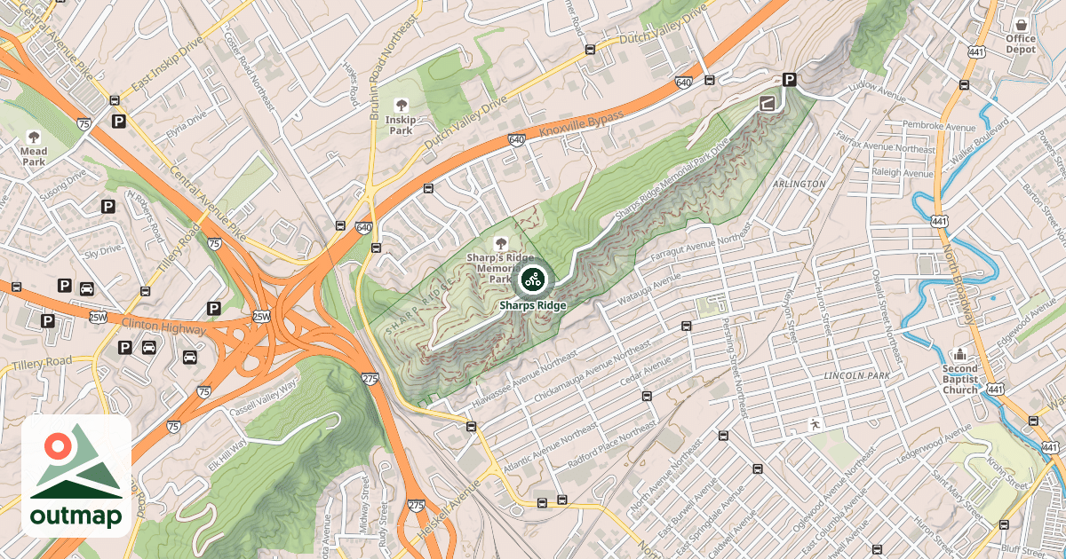 Map of Sharps Ridge