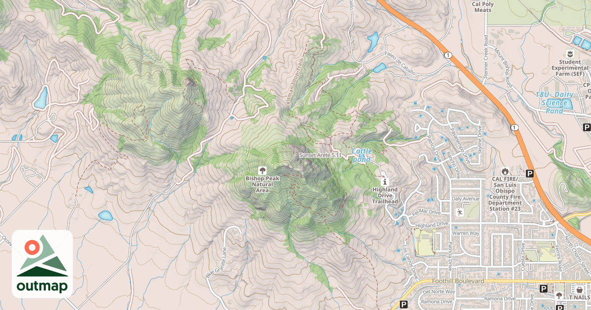 Map of Sunset Arete