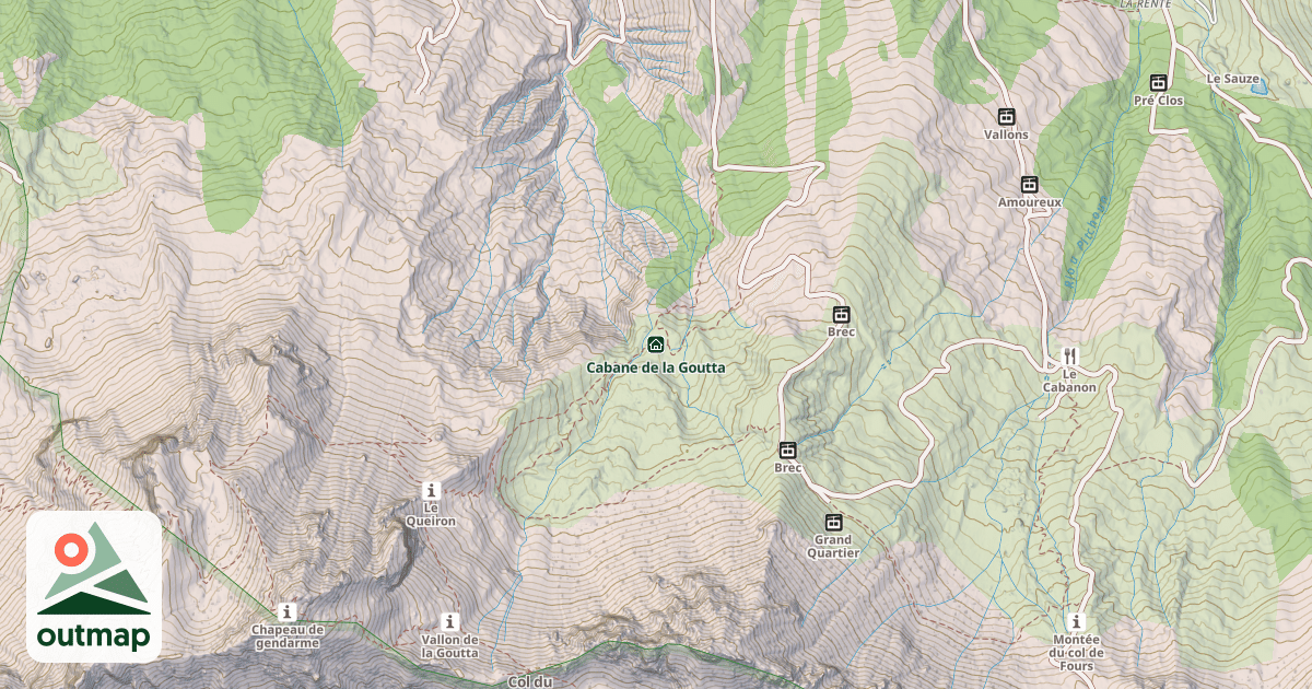 Map of Cabane de la Goutta