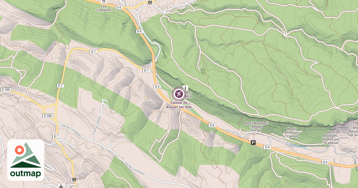 Map of Falaise de Bouzet les Alès