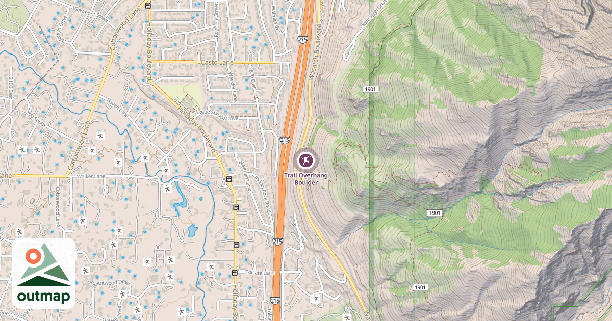Map of Trail Overhang Boulder