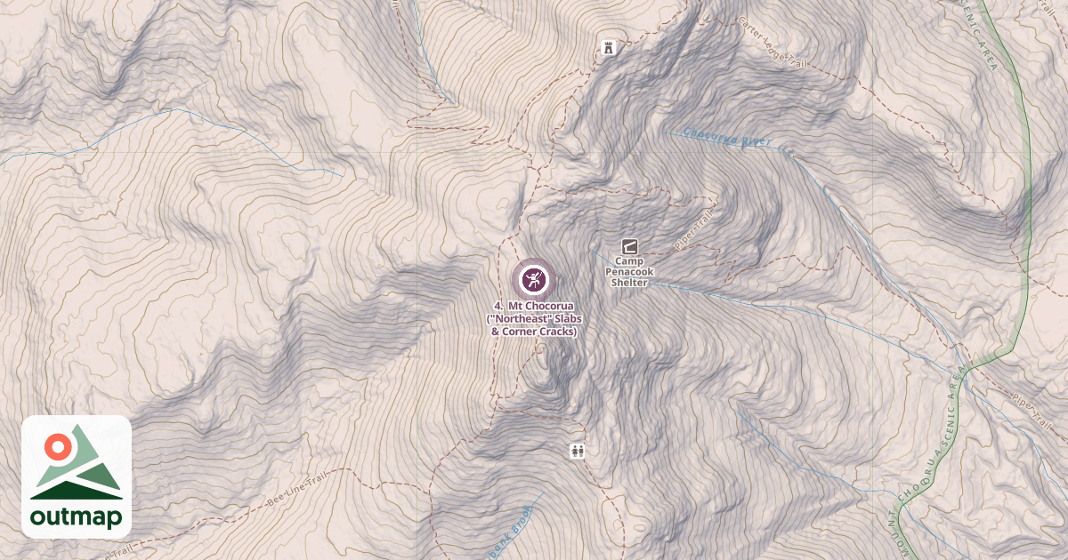 Map of 4.  Mt Chocorua ("Northeast" Slabs & Corner Cracks)