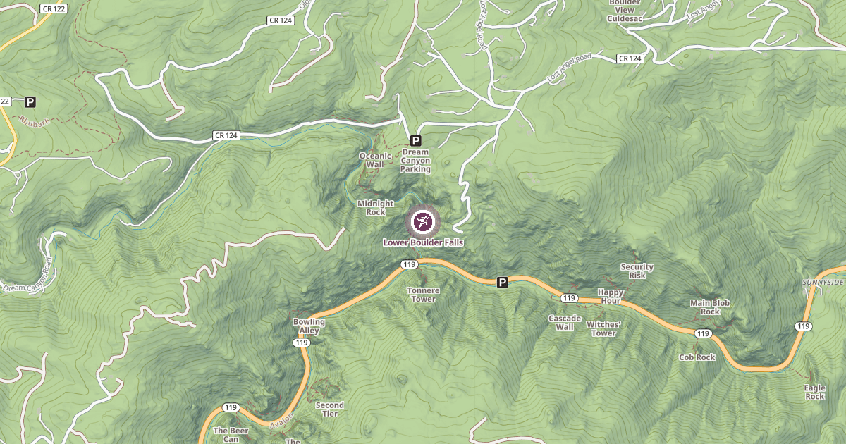Map preview of Lower Boulder Falls