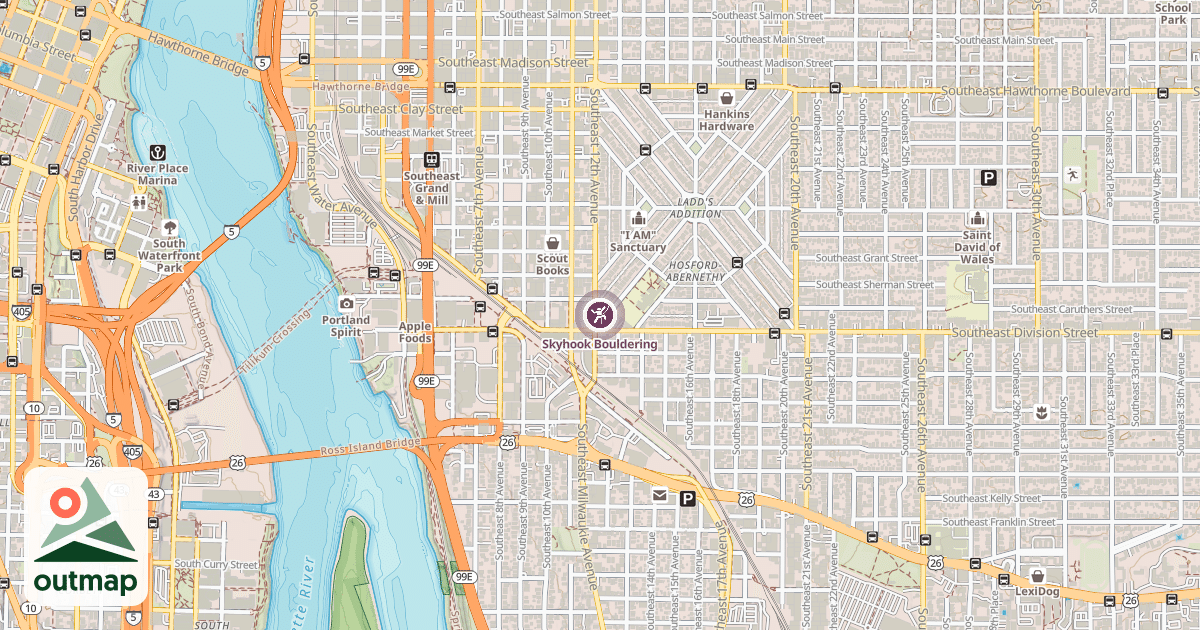 Map of Skyhook Bouldering
