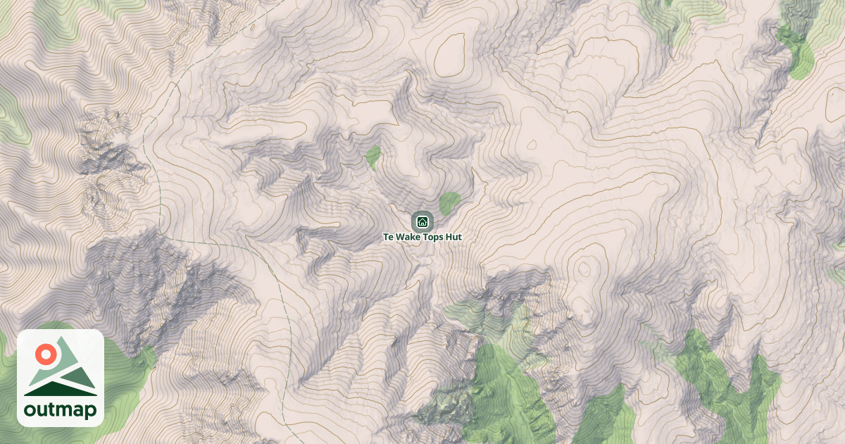 Map of Te Wake Tops Hut