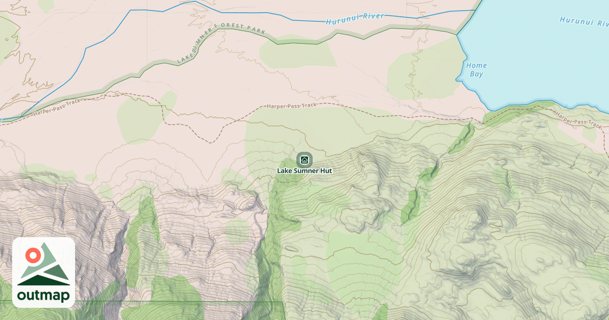 Map of Lake Sumner Hut