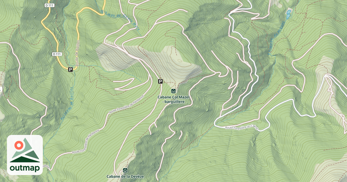 Map of Cabane Col Mazel - barguillere