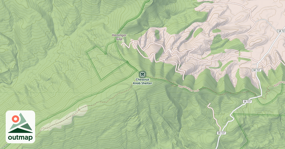 Map of Chestnut Knob Shelter