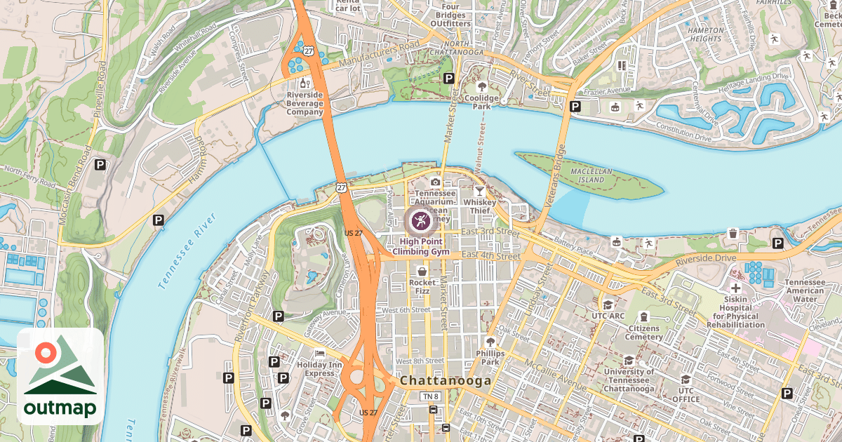 Map of High Point Climbing Gym
