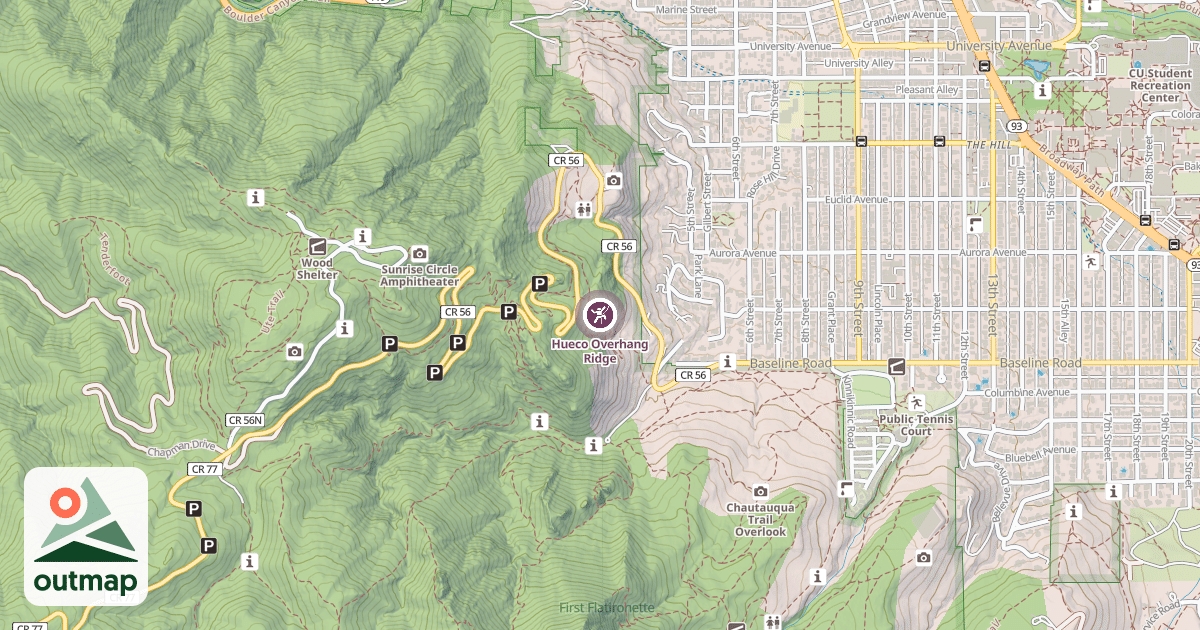 Map of Hueco Overhang Ridge