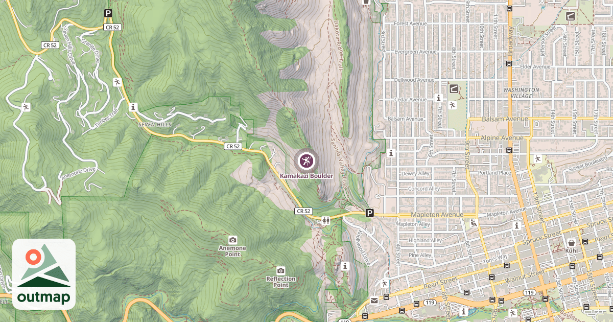 Map of Kamakazi Boulder