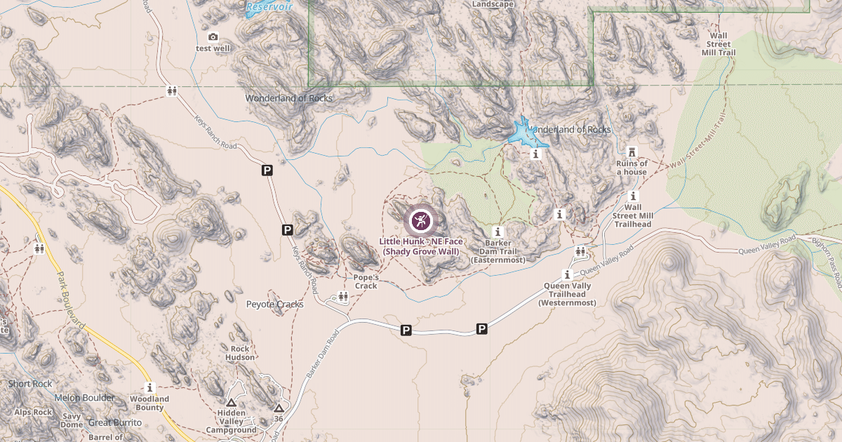 Map preview of Little Hunk - NE Face (Shady Grove Wall)
