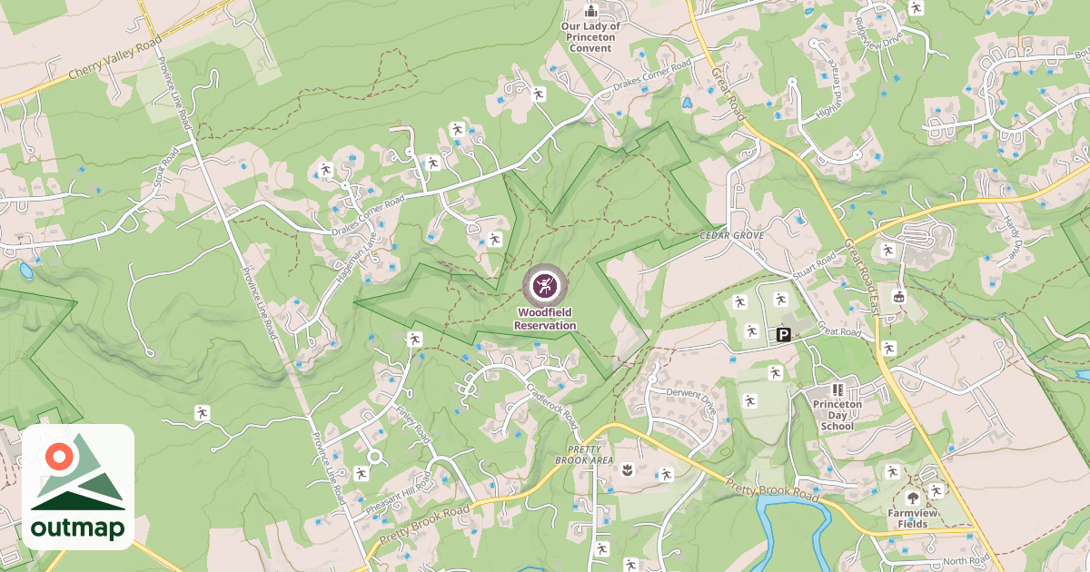 Map of Woodfield Reservation in Mercer