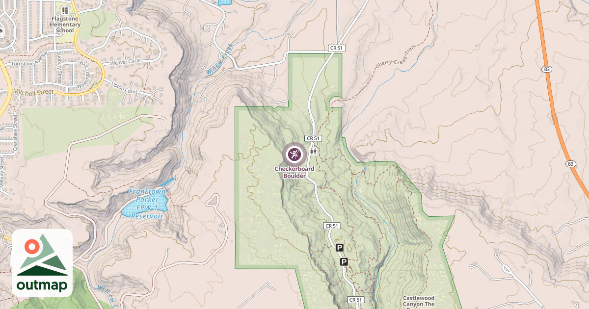Map of Checkerboard Boulder