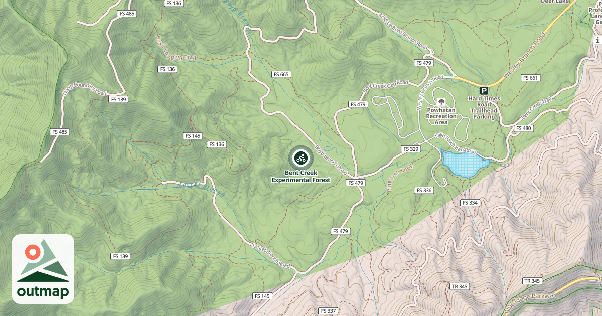 Map of Bent Creek Experimental Forest