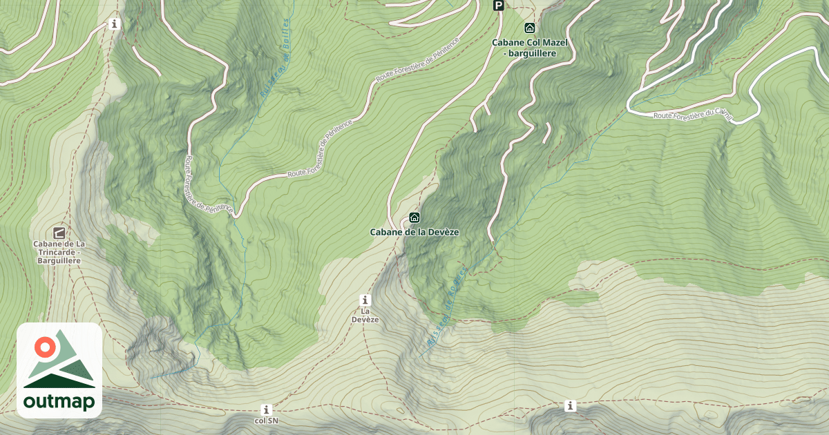 Map of Cabane de la Devèze