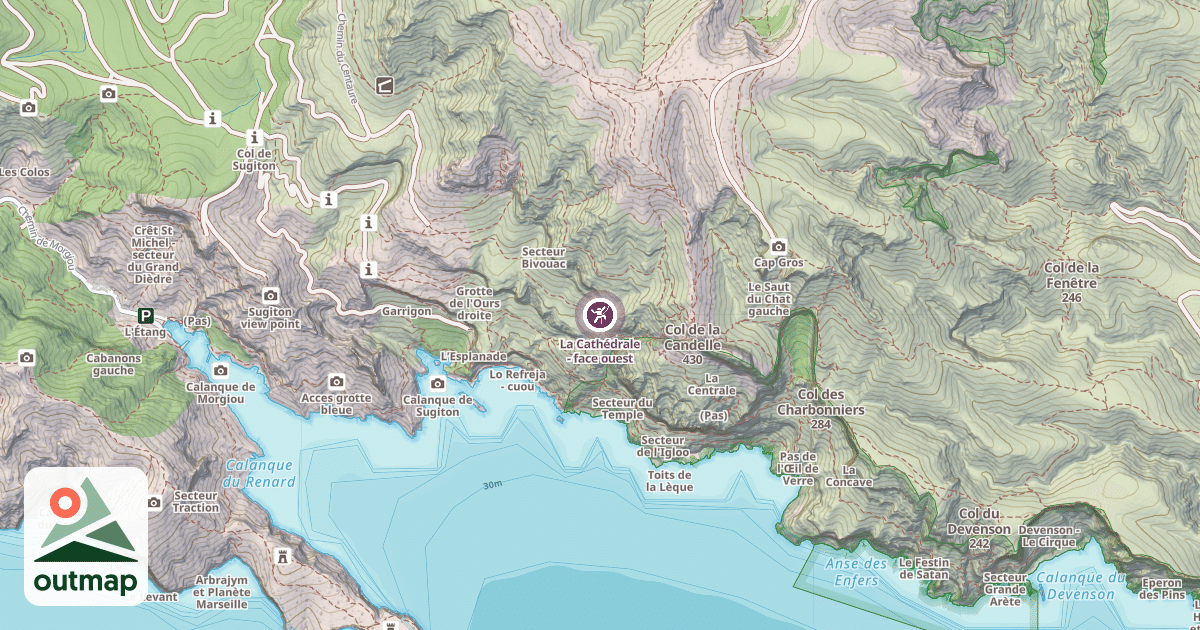 Map of La Cathédrale - face ouest