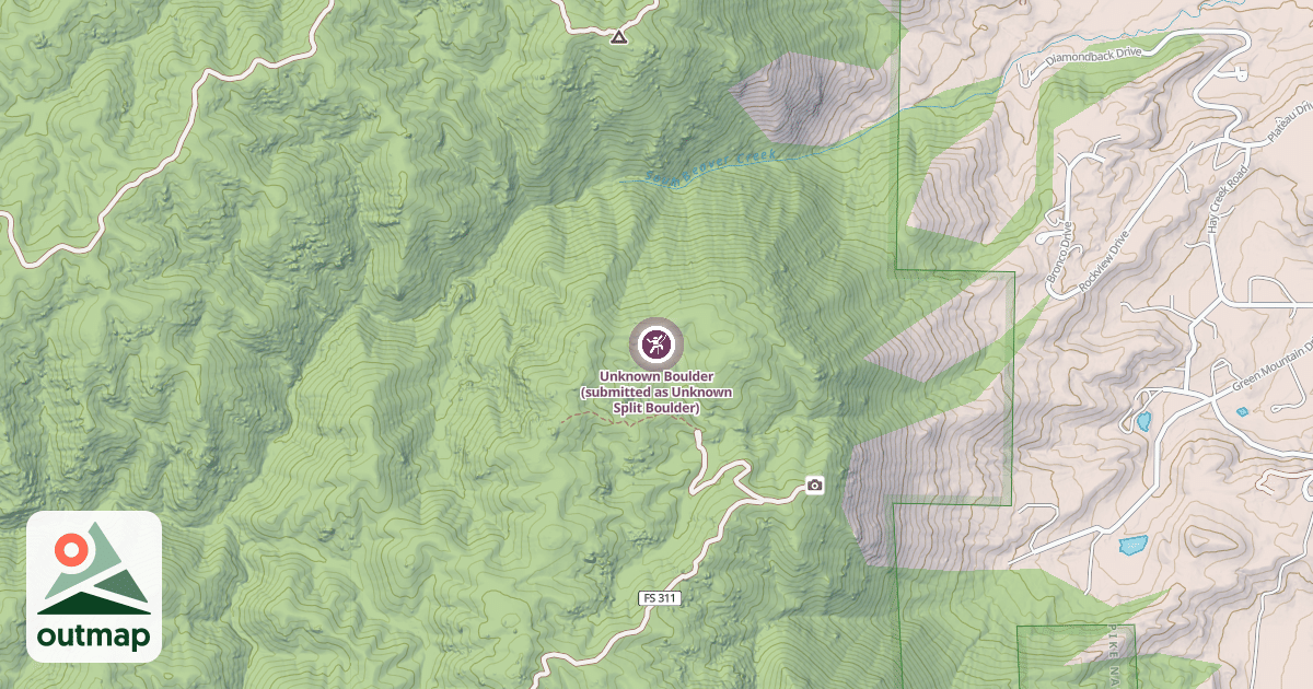 Map of Unknown Boulder (submitted as Unknown Split Boulder)