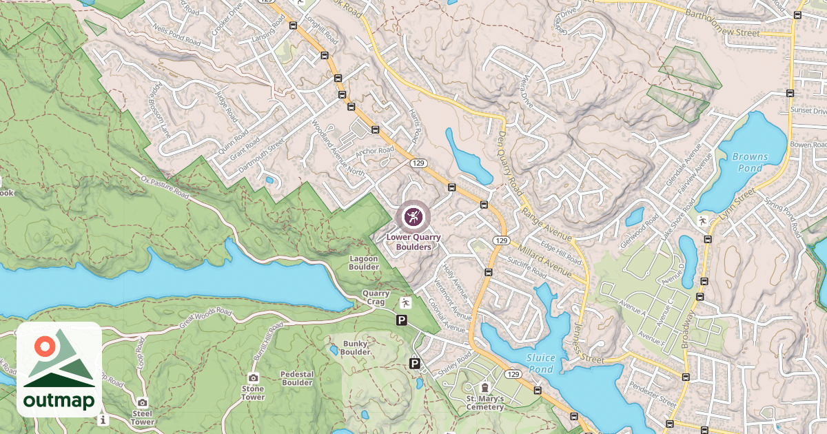 Map of Lower Quarry Boulders