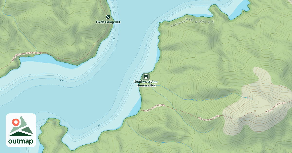Map of Southwest Arm Hunters Hut