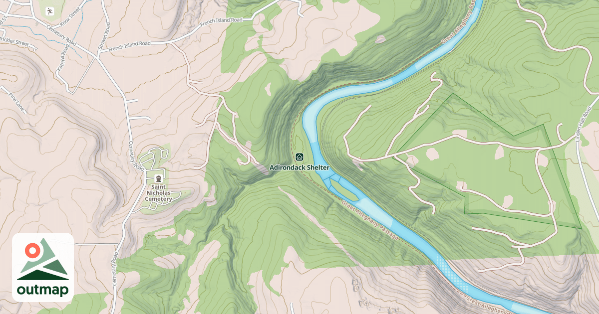 Map of Adirondack Shelter