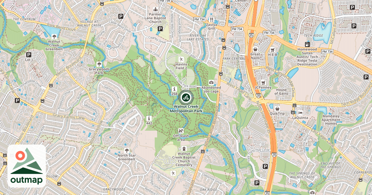 Map of Walnut Creek Metropolitan Park