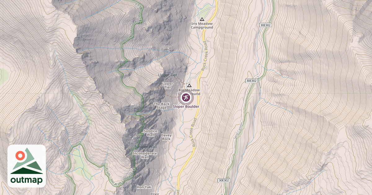 Map of Sloper Boulder