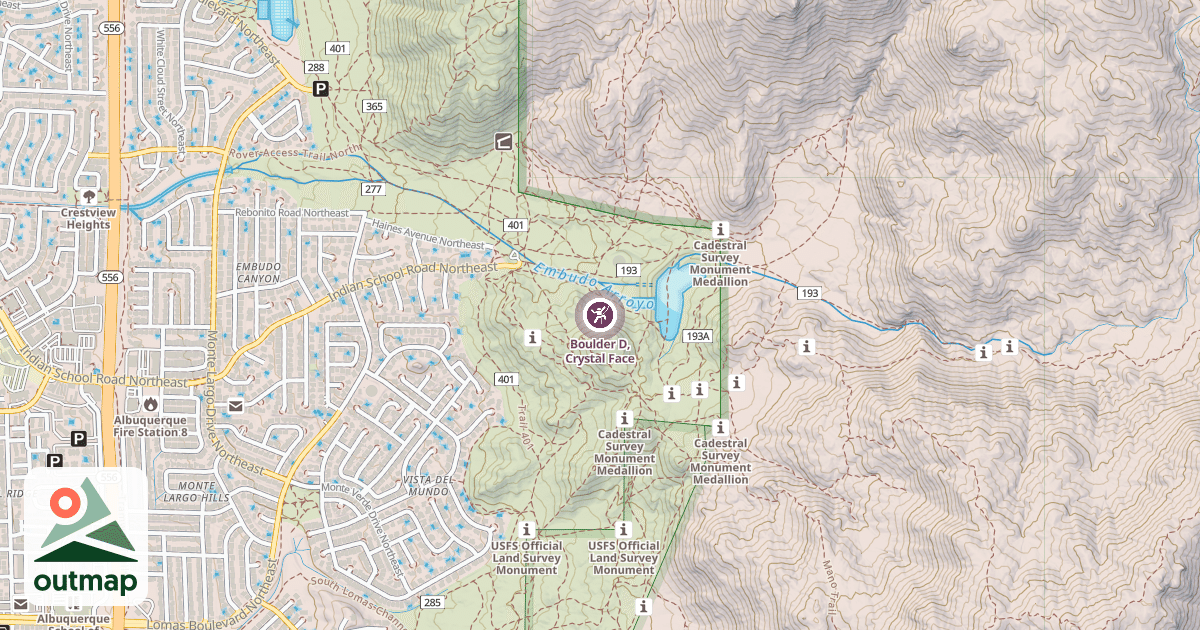 Map of Boulder D, Crystal Face