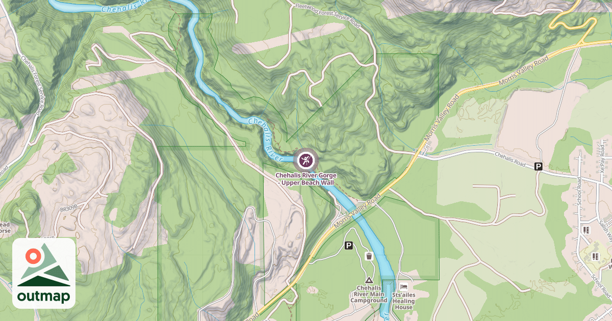 Map of Chehalis River Gorge - Upper Beach Wall