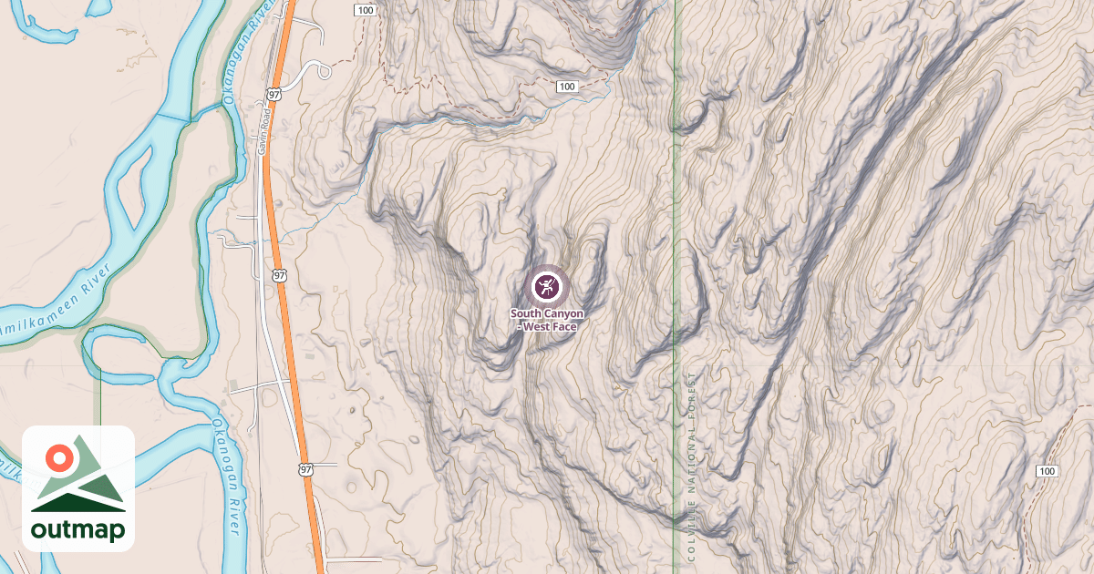 Map of South Canyon - West Face