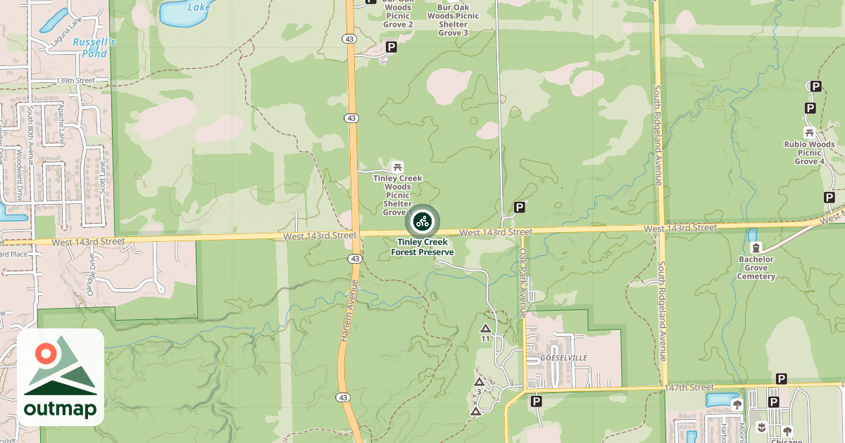 Map of Tinley Creek Forest Preserve