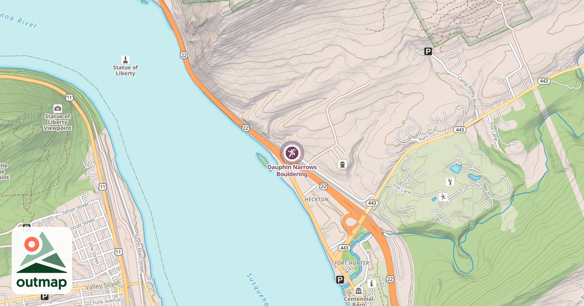 Map of Dauphin Narrows Bouldering