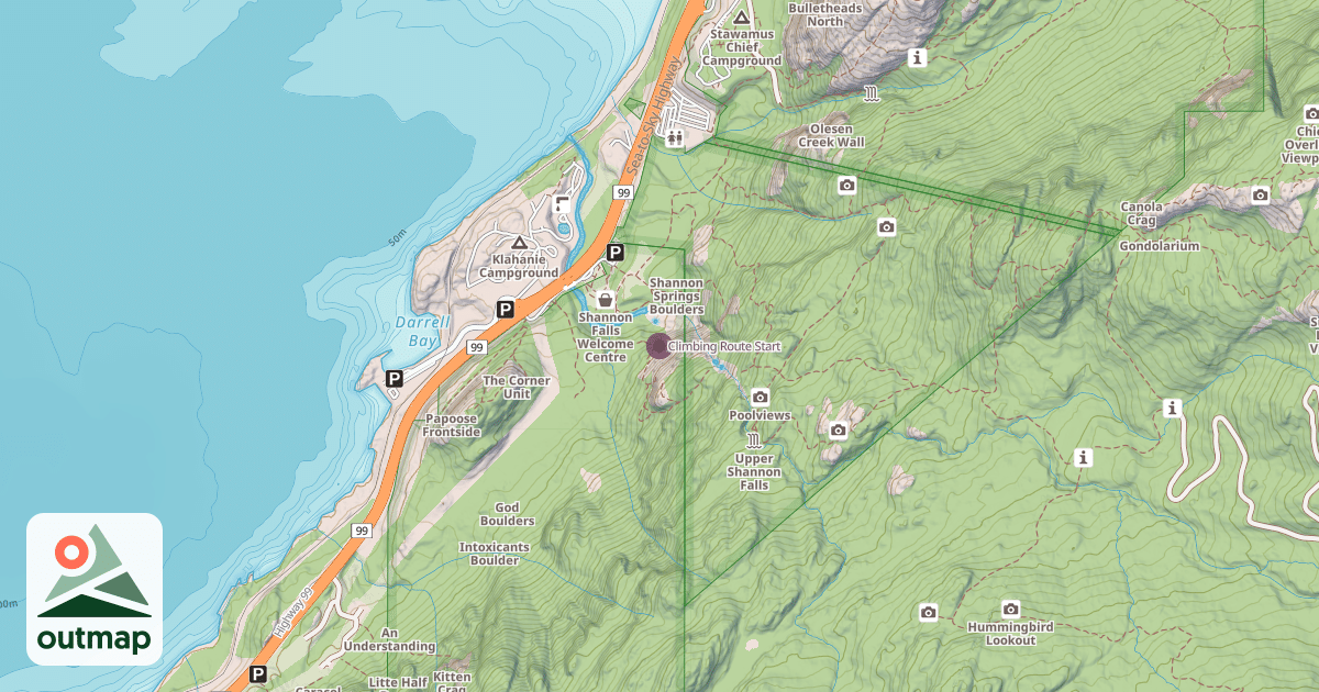 Map of Climbing Route Start