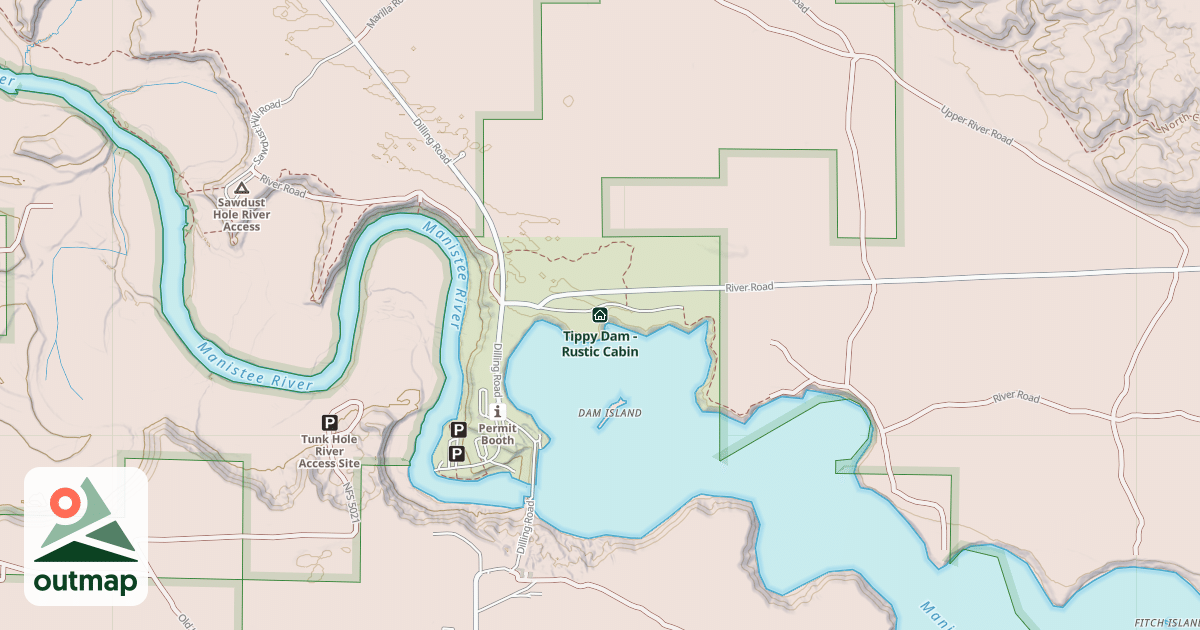 Map of Tippy Dam - Rustic Cabin