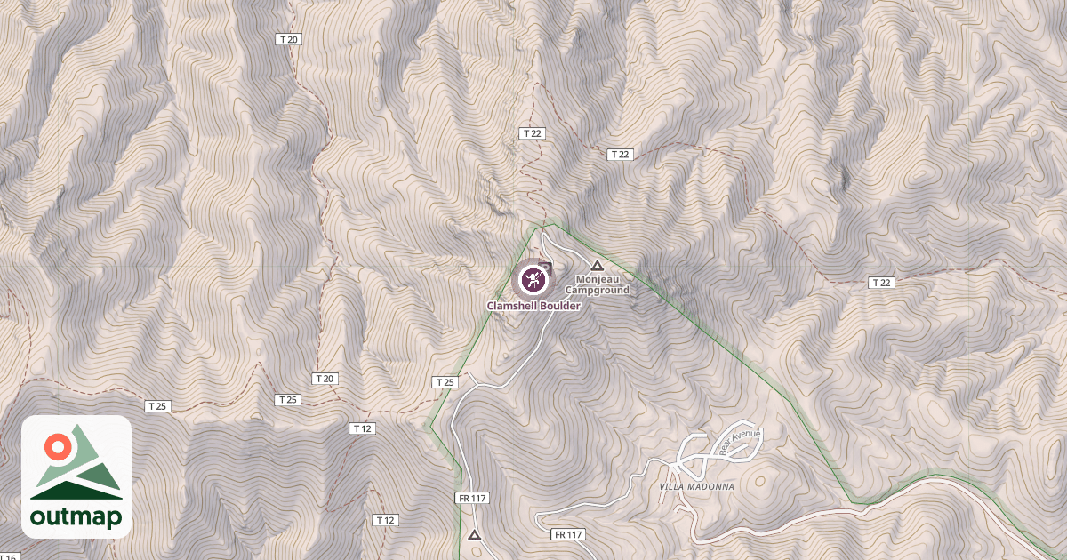 Map of Clamshell Boulder