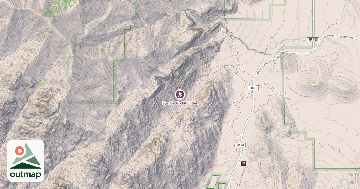 Map of Eye Am God Boulder