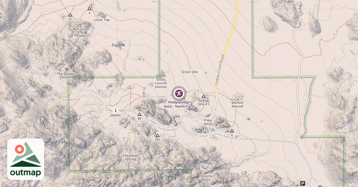 Map of Hodgepodge Rock - North Face
