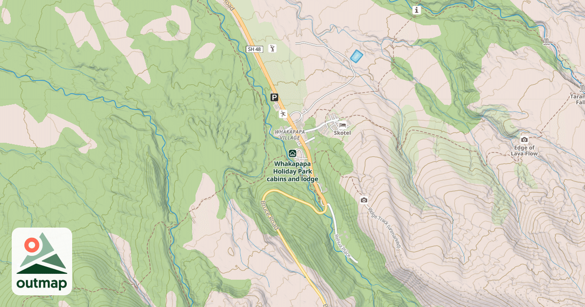 Map of Whakapapa Holiday Park cabins and lodge