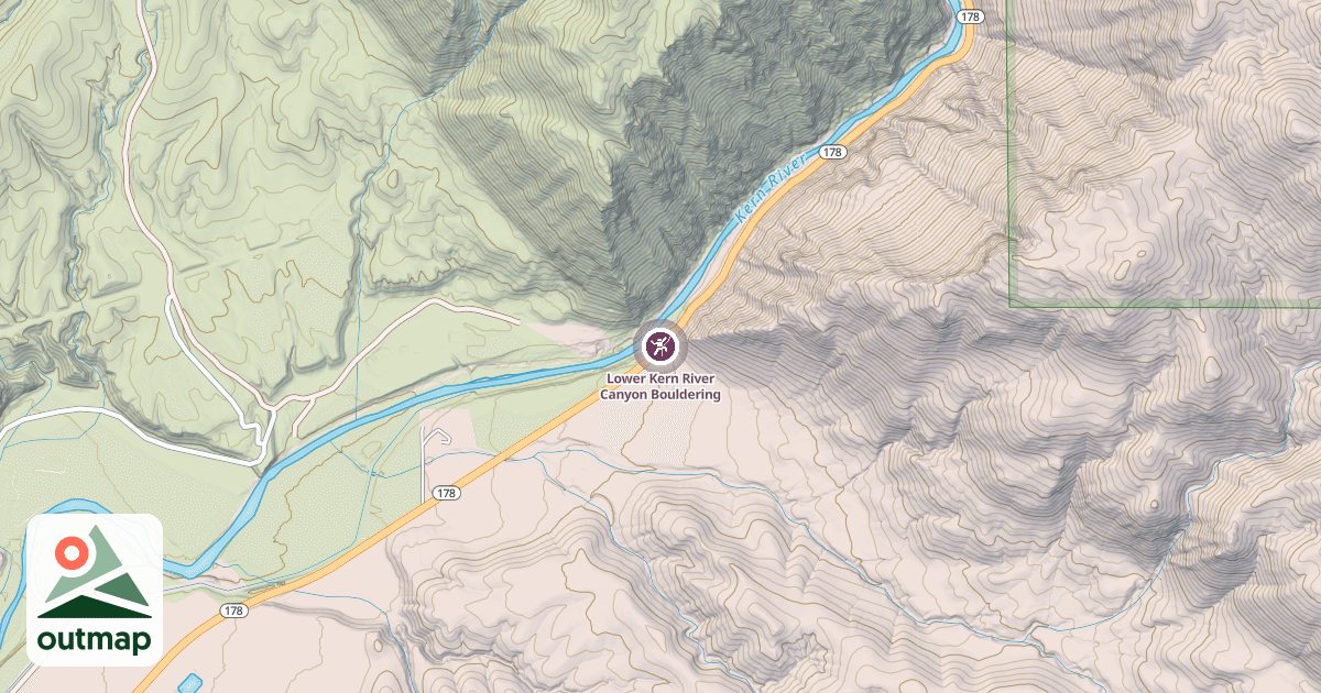 Map of Lower Kern River Canyon Bouldering