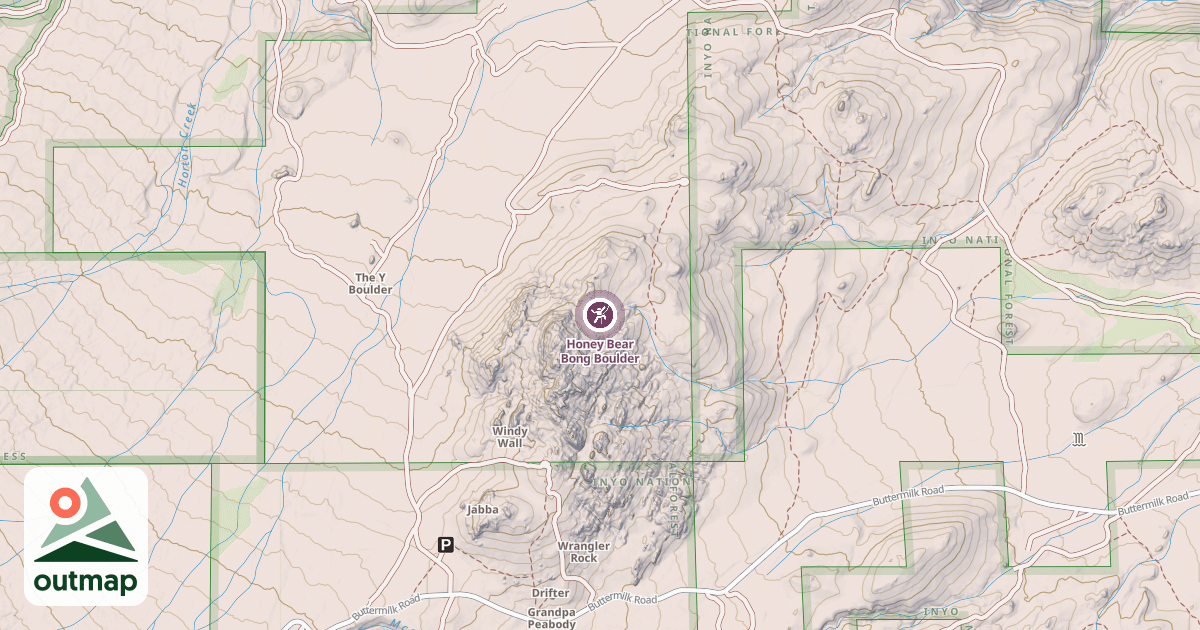 Map of Honey Bear Bong Boulder