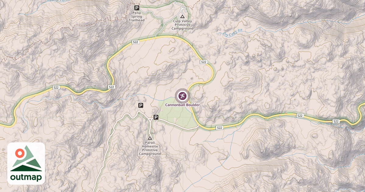 Map of Cannonball Boulder