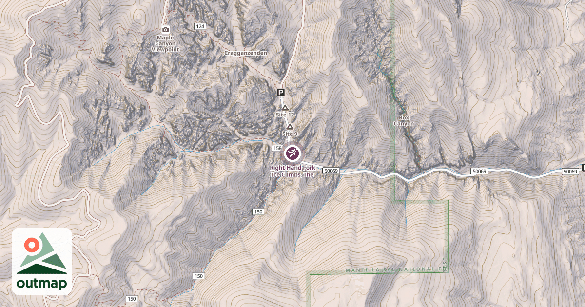 Map of Right Hand Fork Ice Climbs, The