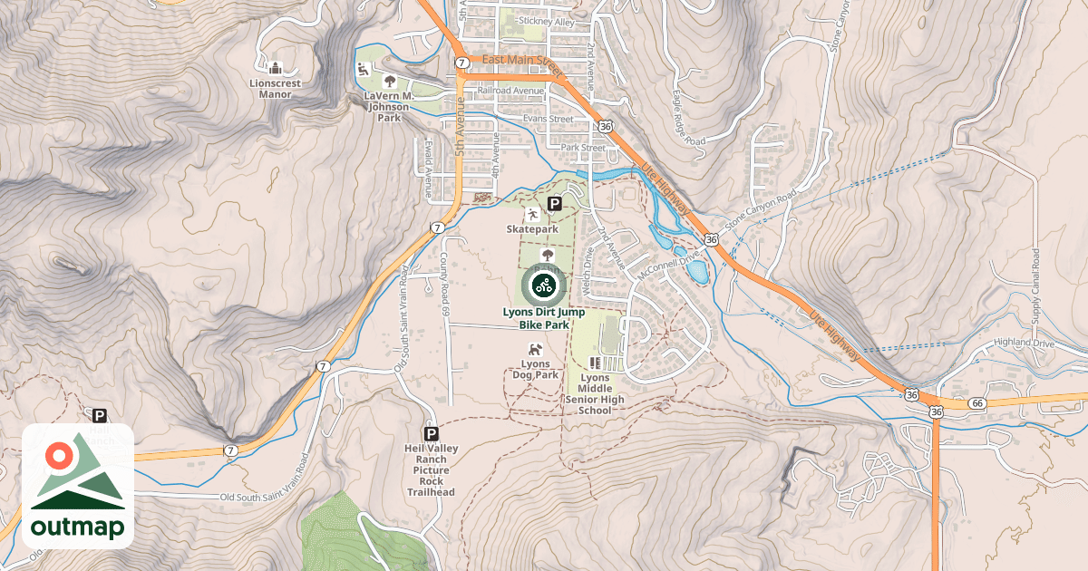 Map of Lyons Dirt Jump Bike Park