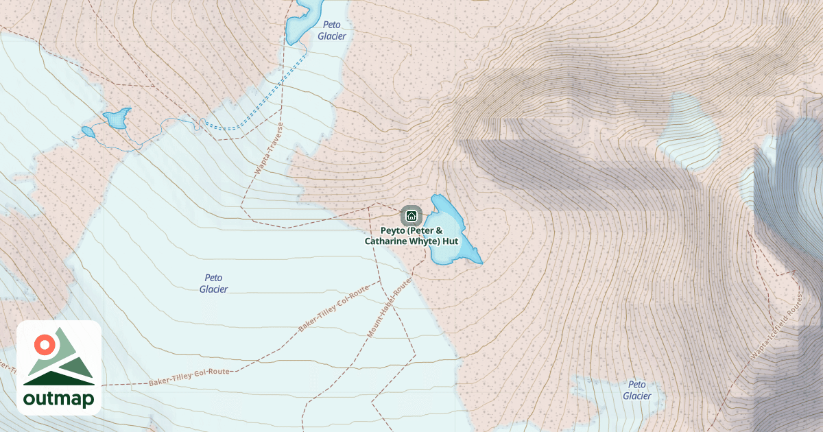 Map of Peyto (Peter & Catharine Whyte) Hut