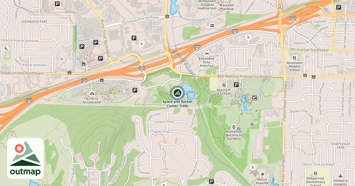 Map of Space and Rocket Center Trails